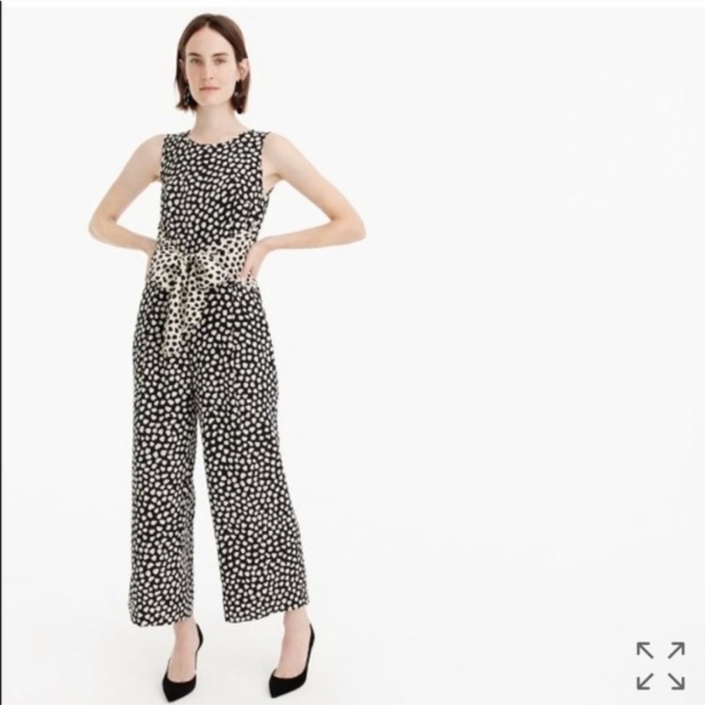 JCrew Pebble Print Bow Tie Jumpsuit